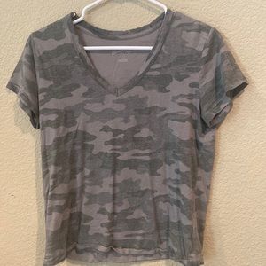 Camo v neck tee shirt